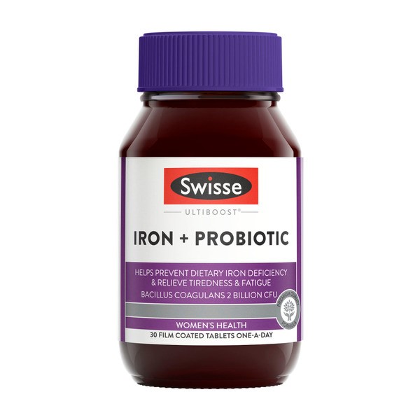 Swisse Ultiboost Iron + Probiotic For Women's Health | 30 pack