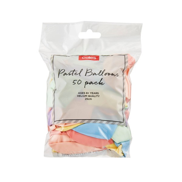 Coles Tutti Frutti Or Pastel Balloons | 50 pack