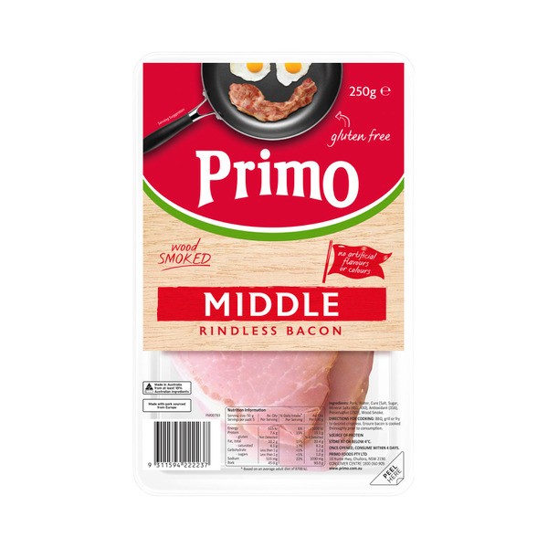 Primo Rindless Middle Bacon | 250g