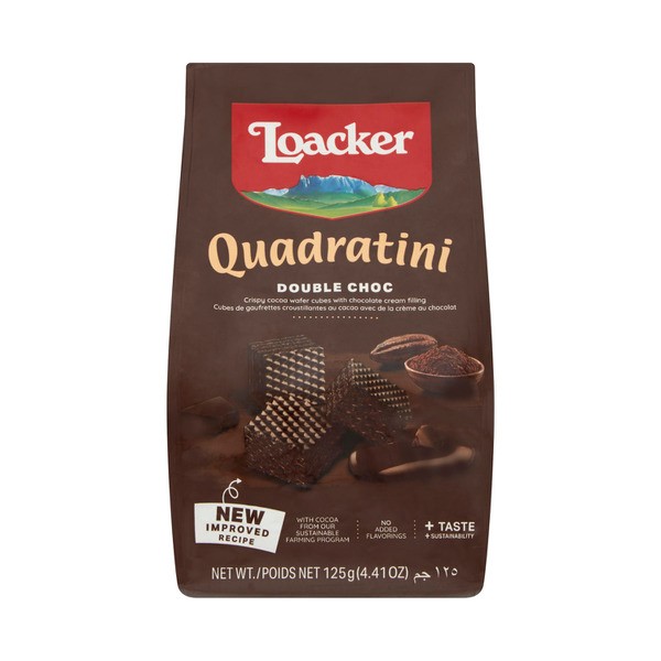Loacker Quadratini Wafers Biscuits Double Choc | 125g