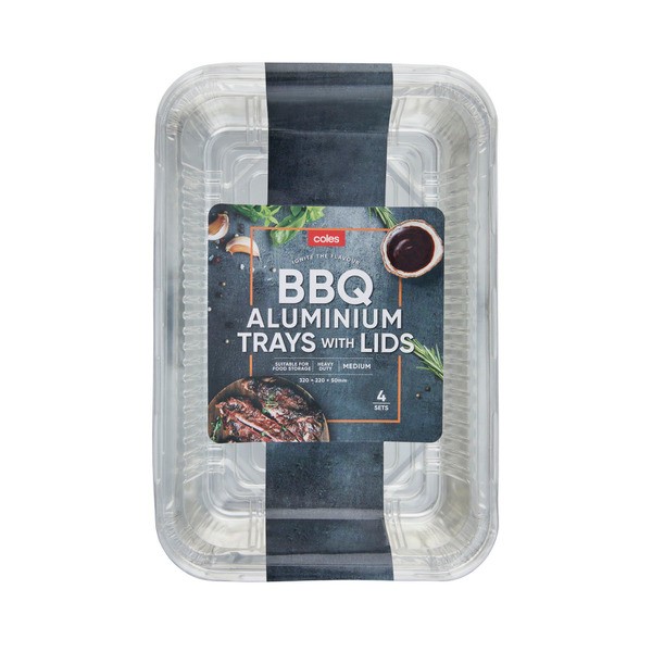 Coles BBQ Aluminium Trays With Lids | 4 pack