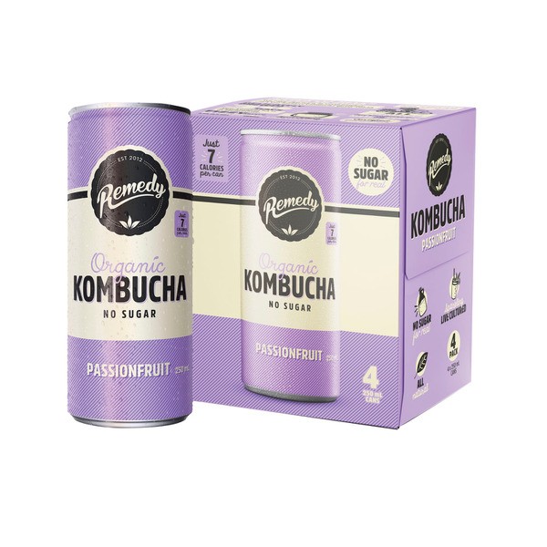 Remedy Kombucha Passionfruit 250mL | 4 pack