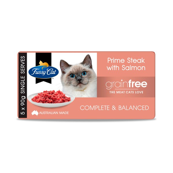 Fussy Cat Grain Free Adult Chilled Fresh Cat Food Prime Steak Mince with Salmon | 450g
