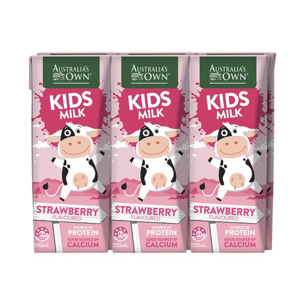 Australias Own Strawberry Kids Milk 200mL | 6 pack