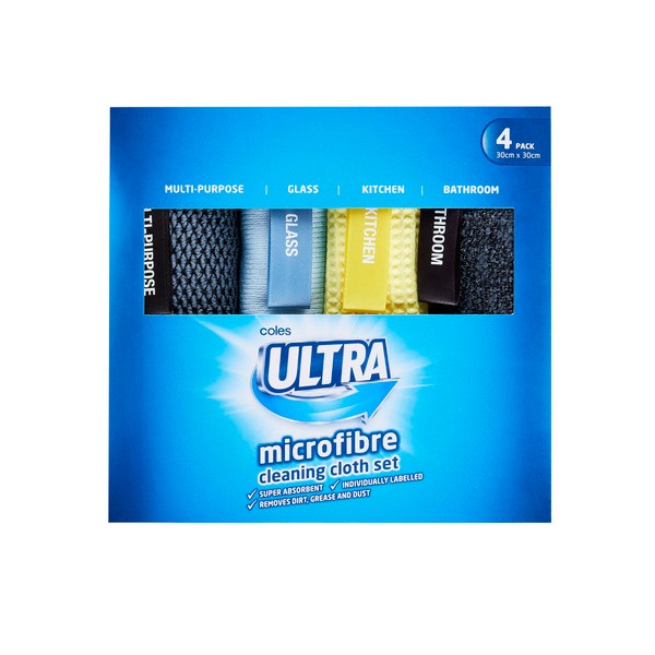 Coles Ultra Microfibre Cloth Set | 4 pack