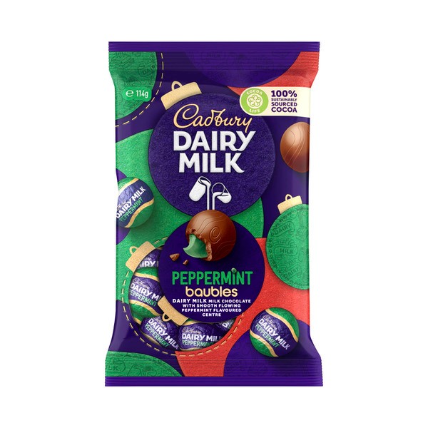 Cadbury Dairy Milk Chocolate Peppermint Christmas Baubles Bag | 114g