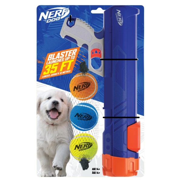 Nerf Blaster And Non-Squeak Tennis Ball | 3 pack