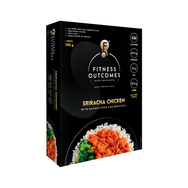 Fitness Outcomes Frozen Sriracha Free Range Chicken With Basmati Rice & Broccoli | 350g