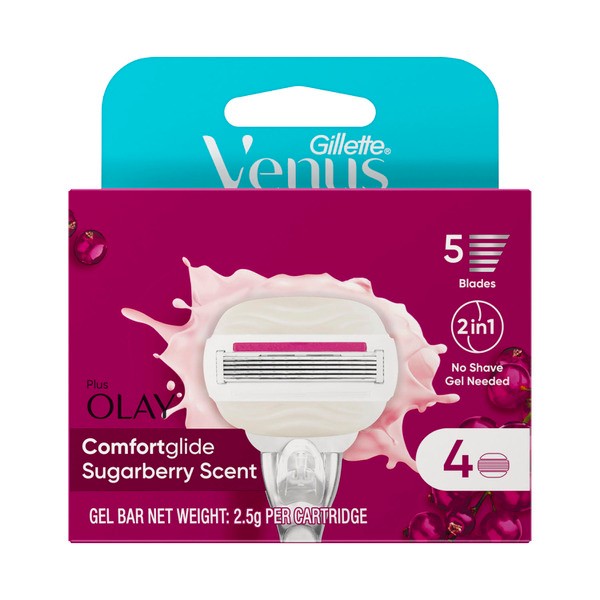 Gillette Venus With Olay Comfortglide Sugarberry Wonen'S Razor Blade | 4 pack