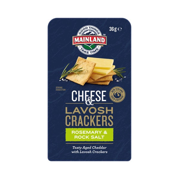 Mainland Tasty Cheddar & Rosemary & Rock Salt Lavosh Crackers | 36g