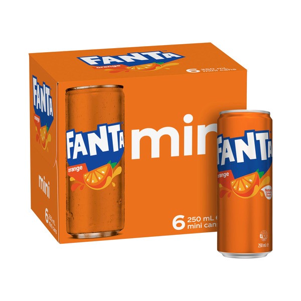 Fanta Orange Soft Drink Multipack Mini Cans 6x250mL | 6 pack