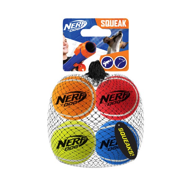 Nerf Dog 2.5" Squeak Tennis Ball Dog Toy | 4 pack