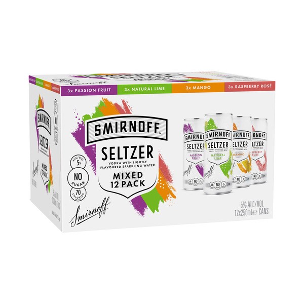 Smirnoff Seltzer Mixed Can 250mL | 12 Pack