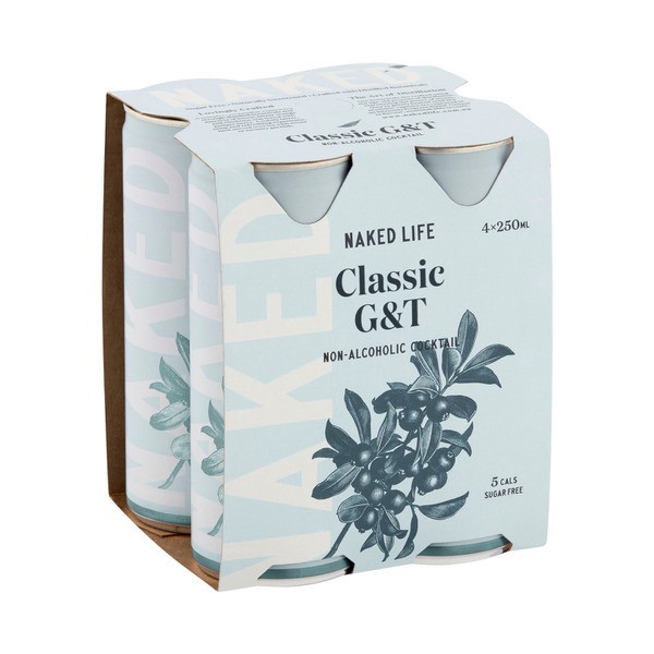 Naked Life Non-Alcoholic Cocktail Gin & Tonic Can 250Ml | 4 Pack