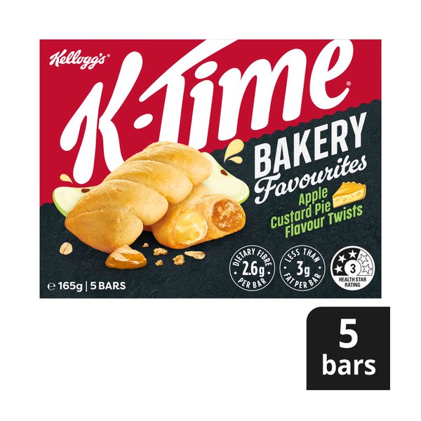 Kellogg's K-Time Bakery Favourites Apple Custard Pie Flavour Snack Bars 5 Pack | 165g