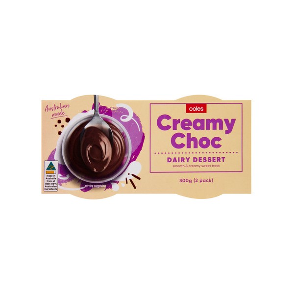 Coles Creamy Choc Dessert 2 Pack | 300g