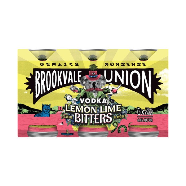 Brookvale Union Vodka Lemon Lime Bitters Can 330mL | 6 Pack