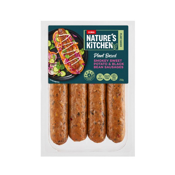 Coles Nature's Kitchen Smokey Sweet Potato & Black Bean Sausages | 250g