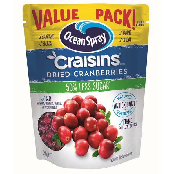 Ocean Spray Reduced Sugar Craisins Value Pack | 250g