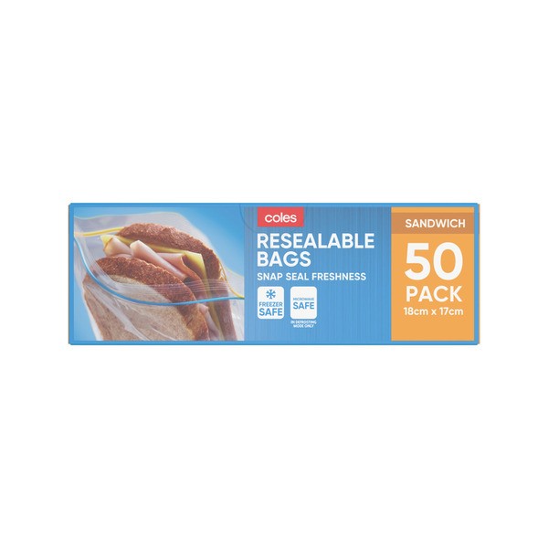 Coles Resealable Sandwich Bags | 50 pack
