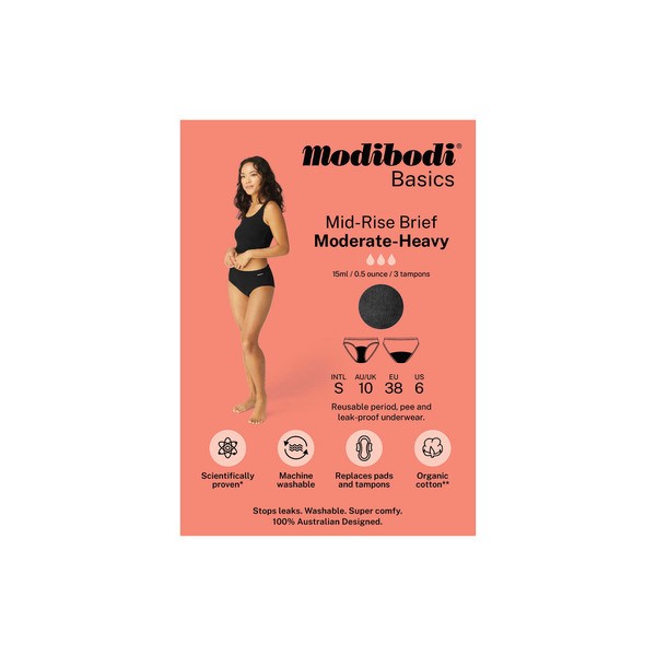 Modibodi Mid Rise Period Brief Moderate Heavy Size 10 | 1 pack