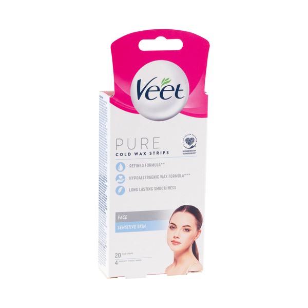 Veet Pure Hair Removal Cold Face Wax Strips | 20 pack