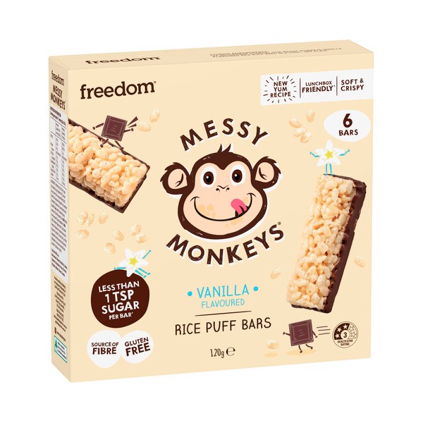 Messy Monkeys Vanilla Rice Puff Bars 6X20g | 120g