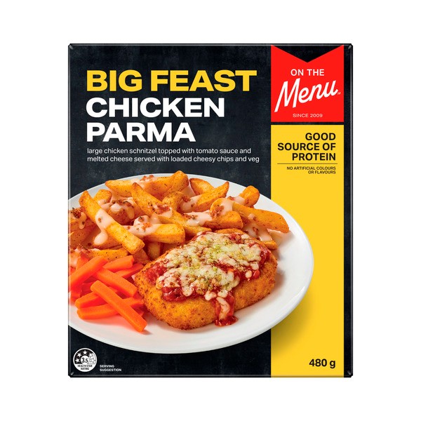 On The Menu Chicken Parma With Cheesy Chips & Veg | 480g