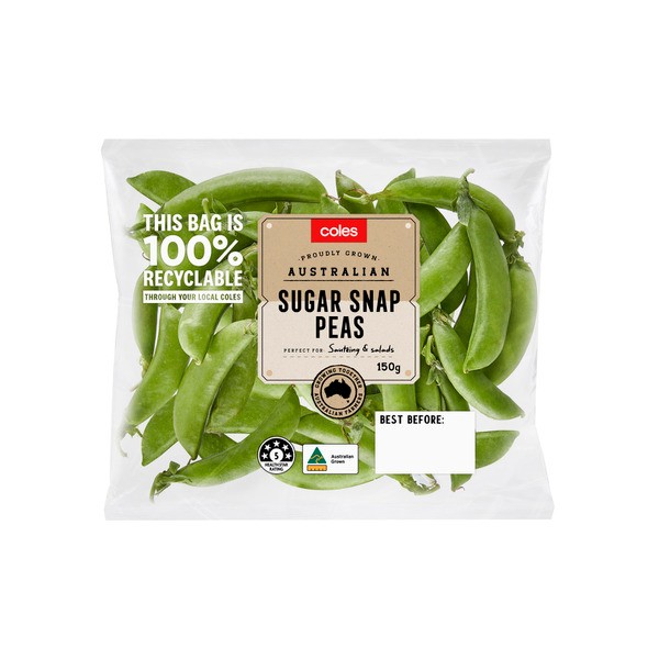 Coles Sugar Snap Peas Medium | 150g