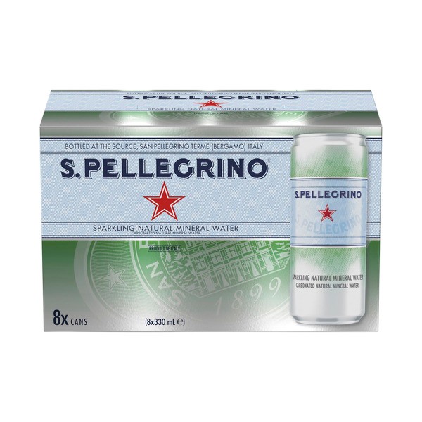 Sanpellegrino Natural Sparkling Cans 8x330mL | 8 pack