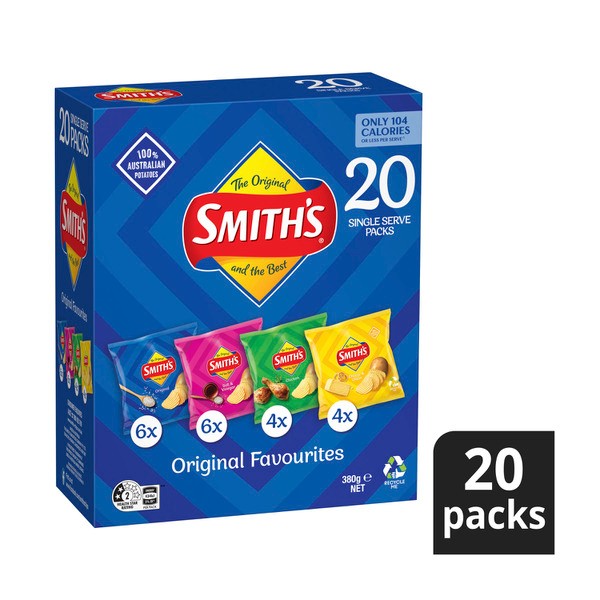 Smiths Potato Chips Crinkle Flavour Mix Variety 20 Pack | 380g