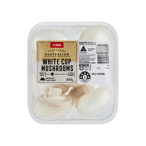 Coles Cup Mushrooms Prepacked | 200g
