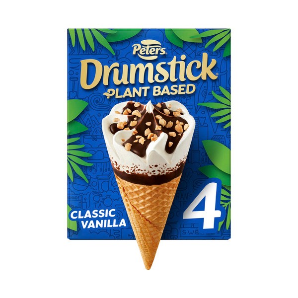 Peters Drumstick Plant Based Classic Vanilla Ice Cream 4 Pack | 476mL