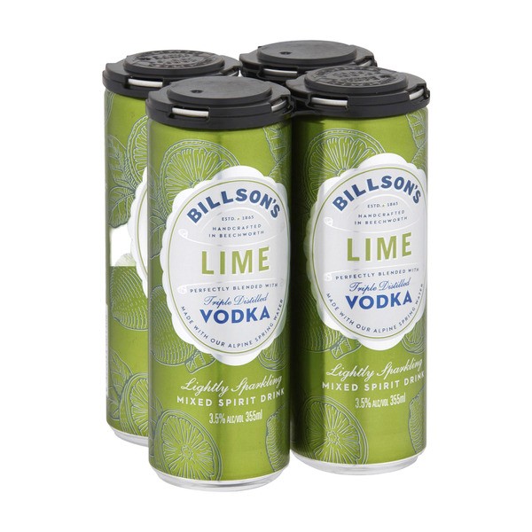 Billson's Lime Vodka Mixed Drink 355mL | 4 Pack