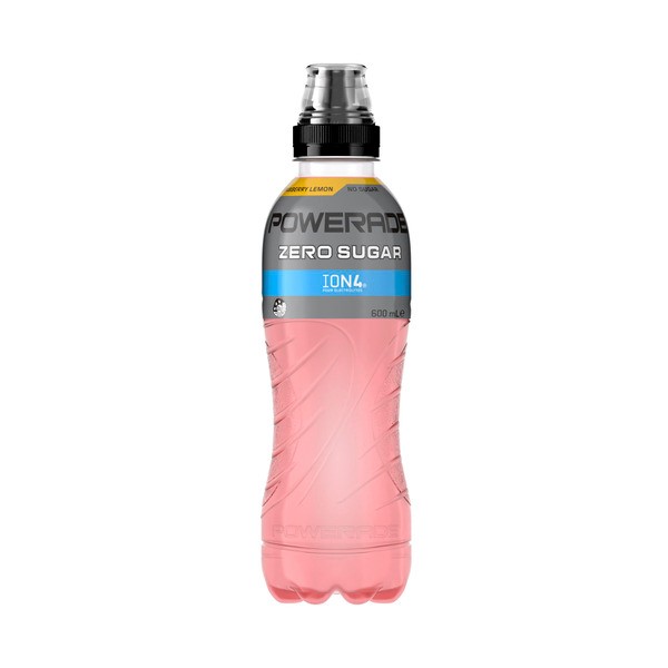 Powerade Zero Sugar Strawberry & Lemon Sports Drink Sipper Cap Bottle | 600mL
