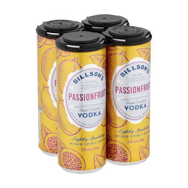 Billson's Passionfruit Vodka Mixed Drink Can 355mL | 4 Pack