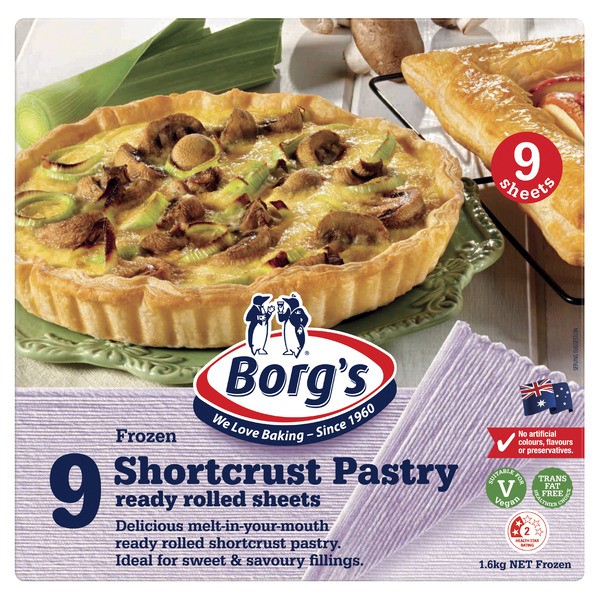 Borg's Frozen Shortcrust Pastry Value Pack 9 Sheets | 1.6kg