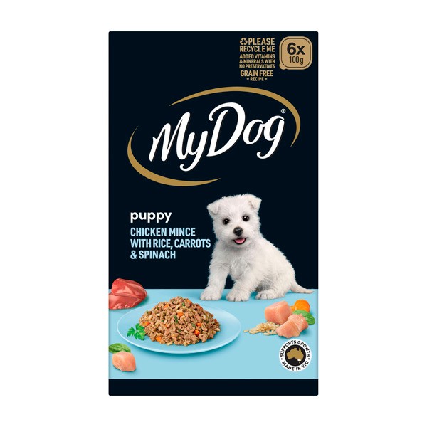 My Dog Puppy Wet Dog Food Chicken Rice Carrots & Spinach 6X100g Trays | 6 pack