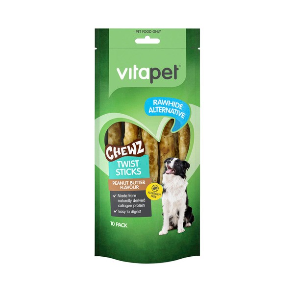 Vitapet Chewz Peanut Butter Twist Sticks Dog Treat | 10 pack