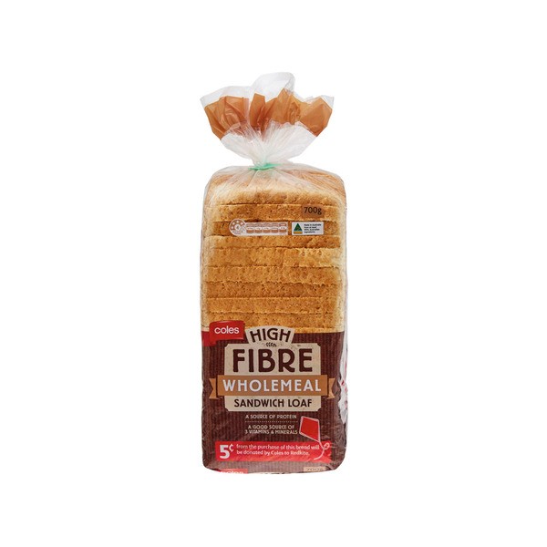 Coles High Fibre Wholemeal Bread | 700g