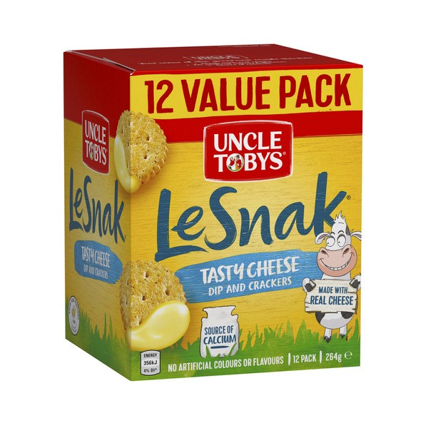Uncle Tobys Le Snak Dip & Crackers Tasty Cheese Variety Pack | 264g