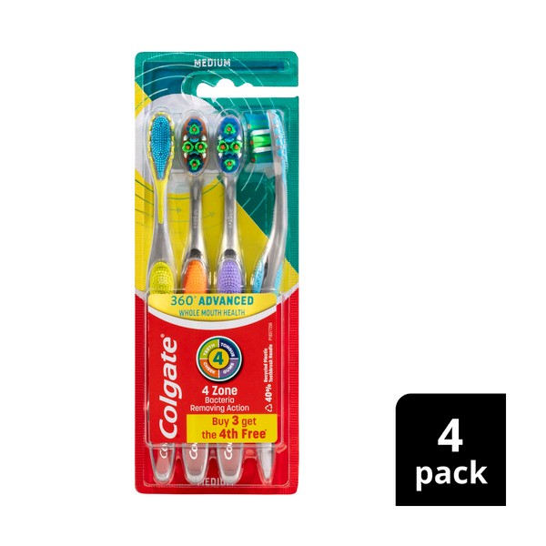 Colgate 360 Advanced Medium Toothbrush | 4 pack