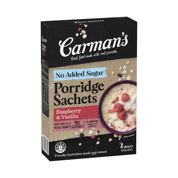 Carman's Gourmet Porridge Sachets Raspberry & Vanilla | 320g