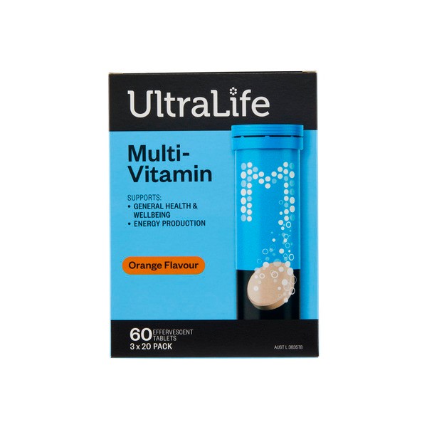 Ultra Life Effervescent Multivitamin Orange Tablets | 60 pack