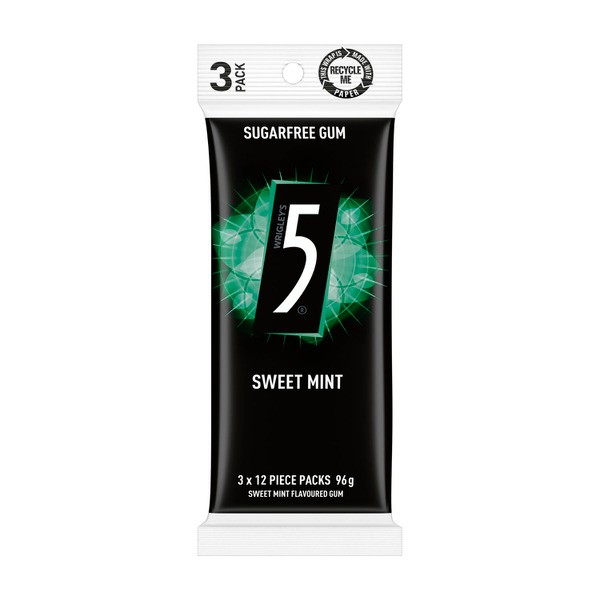 5 Gum Sweet Mint Sugar Free Chewing Gum 3 Pack | 96g