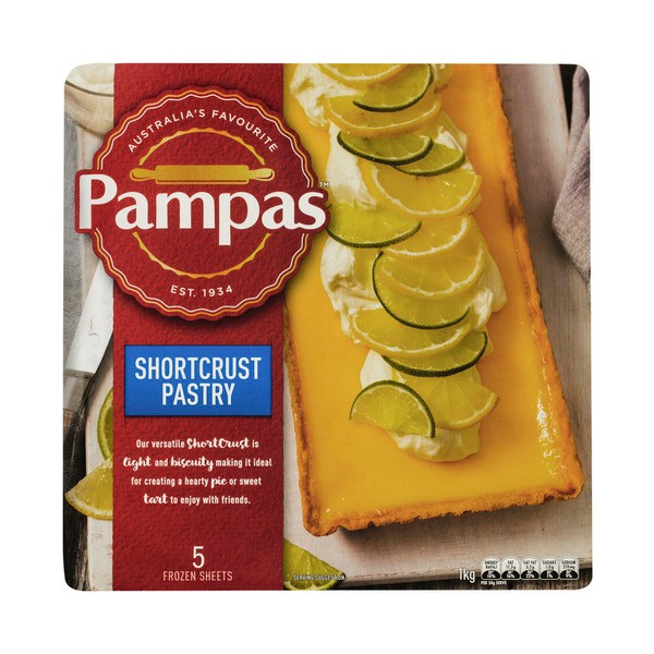Pampas Frozen Shortcrust Pastry Sheets 5 pack | 1kg