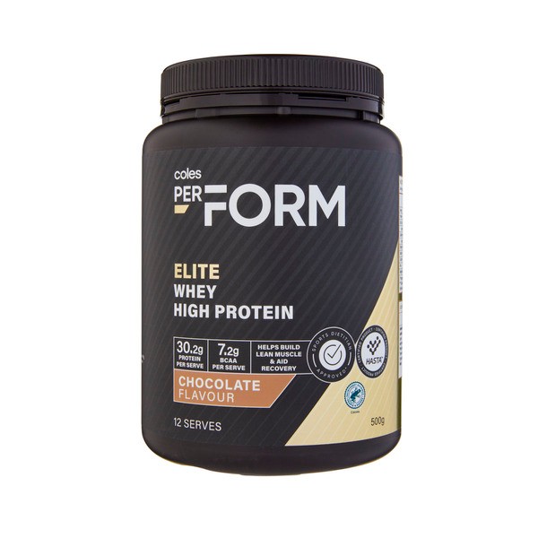 Coles Perform Elite Whey High Protein Powder Chocolate | 500g