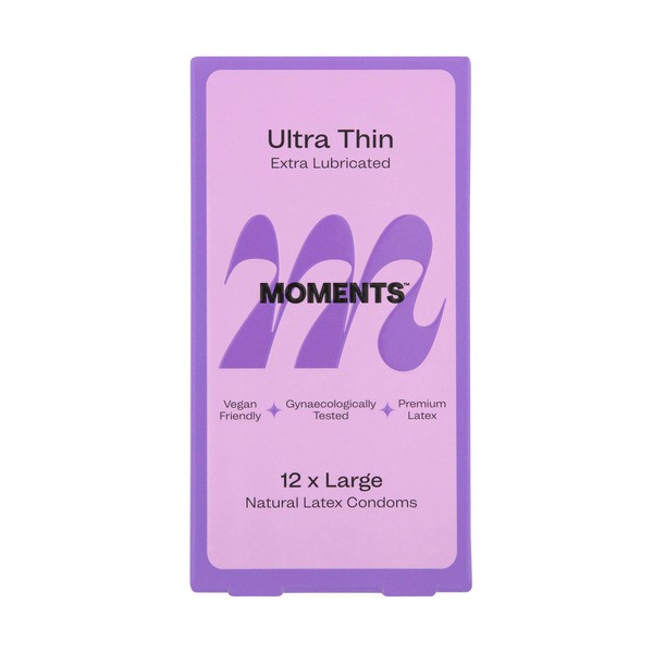 Moments Ultra Thin Large Extra Lubricated Condoms | 12 pack