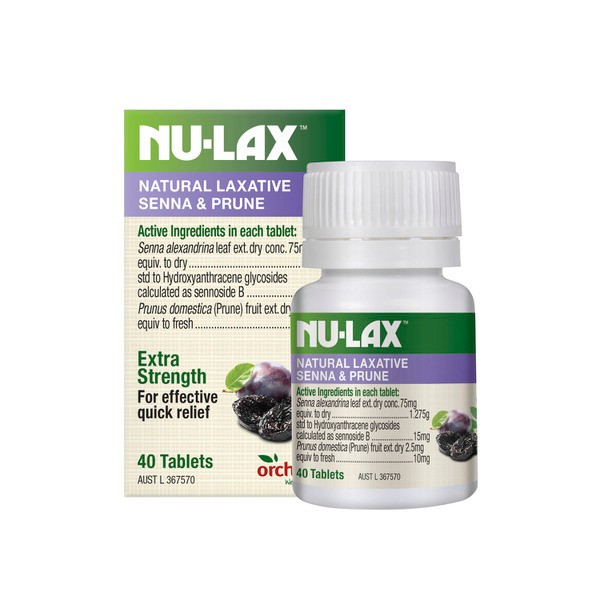 Nulax Extra Strength Senna & Prune Tablets | 40 pack