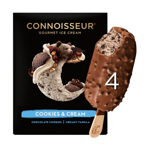 Connoisseur Ice Cream Cookies & Cream 4 Pack | 400mL